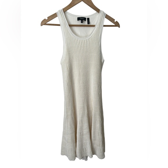 Theory Ottoman Day Cotton Wool Dress Shell White Ribbed Knit - Picture 1 of 8